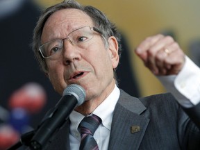 Former LIberal MP Irwin Cotler, is photographed speaking at a Holocaust remembrance ceremony at Ottawa City Hall in 2014. Postmedia Network