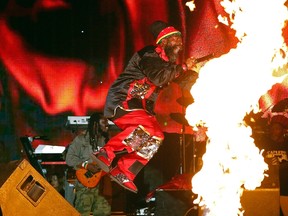 Jamaican reggae artist Capleton performs at the Sting 2014 concert in Kingston, December 27, 2014. REUTERS/Gilbert Bellamy