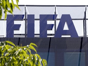 The logo of soccer's international governing body FIFA is seen on its headquarters in Zurich, Switzerland, in this May 27, 2015 file photo. (Ruben Sprich/Reuters)