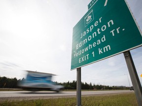 The Yellowhead Highway exit sign seen on Anthony Henday Drive in Edmonton, Alta., on Sunday June 7, 2015. Ian Kucerak/Edmonton Sun