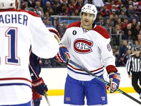 Montreal Canadiens left wing Max Pacioretty (67) reacts after scoring a goal in the first period against the Columbus Blue Jackets at Nationwide Arena. Aaron Doster-USA TODAY Sports