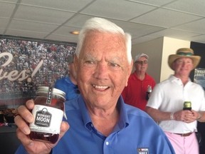 One time moonshine runner turned NASCAR star Junior Johnson has the last laugh as he now legally makes Junior Johnson?s Midnight Moon moonshine. It?s made from corn and blended with ultra-clean water that?s been through a five-step filtration process. (ROBIN HARVEY, The London Free Press)