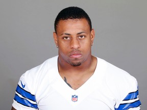 Cowboys defensive end Greg Hardy's suspension for his role in a domestic violence case has been reduced from 10 games to four. NFL spokesman Brian McCarthy announced arbitrator Harold Henderson's decision Friday, July 10, 2015. (AP Photo/File)
