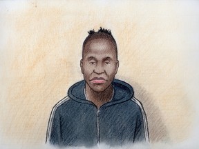 Nina Raul, 32, is charged with sexual assault, assault with a weapon, uttering threats and intimidation following an alleged sex attack on another woman. (Court sketch by Laurie Foster-MacLeod/Postmedia Network)
