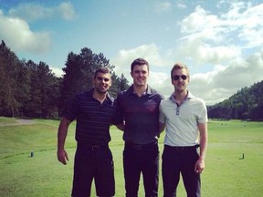 Tyler Tavares, Scott Harrington and Nathan Perry at Mont Tremblant golf trip in the summer of 2014. Supplied photo.