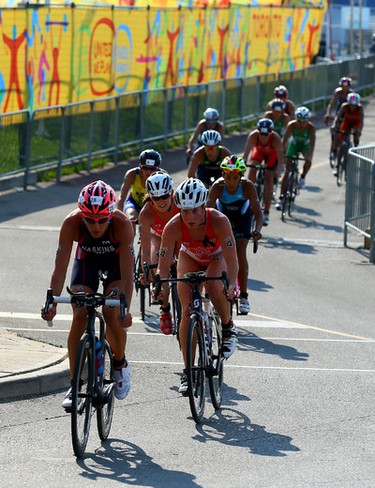 Canadian Paula Findlay on the bike course of the Women's Triathlon during the 2015 Pan Am Games in Toronto on Saturday July 11, 2015. Dave Abel/Toronto Sun/Postmedia Network