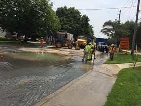 Water main break and sinkhole on Martin Grove Rd. just south of Rathburn Rds. Sunday, July 12, 2015 (Jack Boland/Toronto Sun)