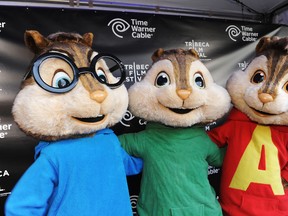 Characters from Alvin and The Chipmunks pose during the 2012 Tribeca Film Festival (Craig Barritt/Getty Images/AFP file).