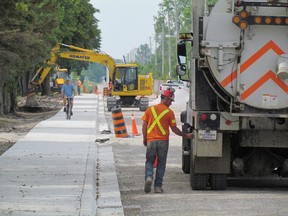 The rebuilding of a section of Blackwell Sideroad, south of London Line, is seen in this file photo from the summer of 2015 in Sarnia, Ont. (Paul Morden, The Observer)