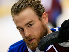 Ryan O'Reilly of the Colorado Avalanche warms up prior to facing the Florida Panthers at Pepsi Center on October 21, 2014. (Doug Pensinger/Getty Images/AFP)