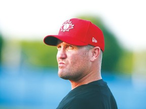 Team Canada third base coach Stubby Clapp. (Veronica Henri/Toronto Sun)