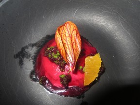 Chef O’Ryan’s Innisfail goat cheese and Okanagan beets starter.