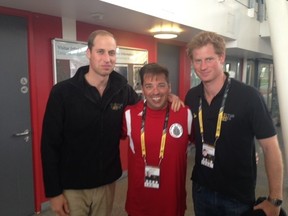 Stephan Moreau with Princes William and Harry at the 2014 Invictus Games in London. (Supplied)