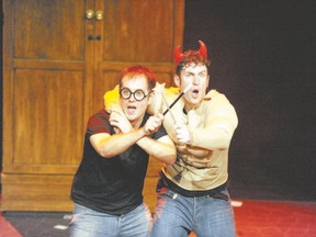 Jefferson Turner, left, and Daniel Clarkson created and star in Potted Potter: The Unauthorized Harry Experience, a parody that combines elements of all the J.K. Rowling books at the Grand Theatre.