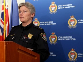 Acting Ottawa Police Chief Jill Skinner talks to the media at a press conference in Ottawa Friday Feb 20,  2015. Tony Caldwell/Ottawa Sun files