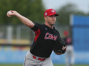 Canada's Shawn Hill pitched six scoreless innings to help his team stay perfect in Pan-Am competition with a 3-1 win over Cuba on Tuesday night in Ajax. (VERONICA HENRI/TORONTO SUN)