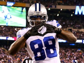Dez Bryant of the Dallas Cowboys celebrates his touchdown during NFL action against the New York Giants at MetLife Stadium on November 23, 2014 in East Rutherford, N.J. (Al Bello/Getty Images/AFP)