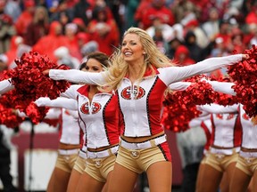 San Francisco 49ers cheerleaders perform before the NFC Championship game between the 49ers and the New York Giants in San Francisco January 22, 2012. (REUTERS/Jeff Haynes)