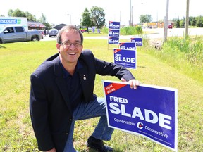 Fred Slade, Conservative candidate for the Sudbury riding, opened his campaign office at 760 Notre Dame Ave. in Sudbury, Ont. on Thursday July 16, 2015. John Lappa/Sudbury Star