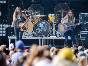 Maddie and Tae (Maddie Marlow, right, and Taylor Dye) perform at Rock The Park?s Gone Country Thursday at Harris Park. (DEREK RUTTAN, The London Free Press)