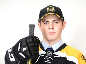 Jake DeBrusk poses for a portrait after being selected 14th overall by the Boston Bruins during the 2015 NHL draft at BB&T Center on June 26, 2015 in Sunrise, Fla. (Mike Ehrmann/Getty Images/AFP)