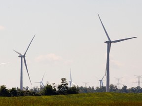Wind turbines from the Huron BlueWater wind turbine farm south of Bayfield. (Mike Hensen/Postmedia Network)