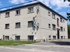 Fraser Street apartment block cleared after bear mace sprayed in one of the hallways on Saturday, July 18, 2015. Steph Crosier, The Whig-Standard, Postmedia Network.