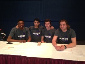 The founding members of Longfields-Davidson' ManUp group left to right, Stanford Miaro, Ben Noor, Ryan Mulcock and Tyler Mulcock. They are all Grade 12 students at Longfields-Davidson Heights.
Submitted photo
