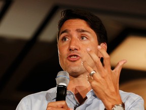 Liberal Leader Justin Trudeau is pictured at a public meeting in Markham on Sunday. (DAVE THOMAS, Toronto Sun)