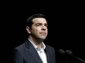 Greek Prime Minister Alexis Tsipras looks on during his speech at the annual conference of the Hellenic Federation of Enterprises in Athens, Greece in this  May 18, 2015 file photo.  REUTERS/Alkis Konstantinidis/Files