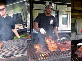 From left, Railroad Ribs, Ribs Royale, and Route 55 at the 2015 Tillsonburg Ribfest. (CHRIS ABBOTT/TILLSONBURG NEWS)