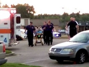 A witness posted a video to YouTube of the arrest of Troy Goode, saying it shows Southaven Police restraining Goode, face-down on a stretcher. (YouTube/Screengrab)