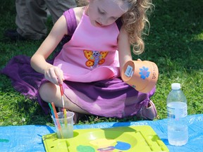 Six year-old Bailey Morningstar puts the finishing touches on her flowerpot during Family Fun Day on July 11. Hundreds of Sarnians young and old spent the afternoon enjoying the free food and entertainment provided by Noelle's Gift and the Rotary Club of Sarnia Lambton After-Hours.
CARL HNATYSHYN/SARNIA THIS WEEK