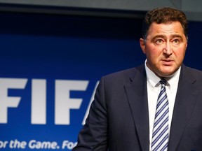 Domenico Scala, Chairman of the FIFA's Audit and Compliance Committee addresses a news conference at the FIFA headquarters in Zurich, Switzerland, June 2, 2015. (REUTERS/Ruben Sprich)