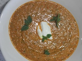 Chef Paul's recipe this week is charred watermelon Gazpacho with lime & mint yoghurt. (Supplied)