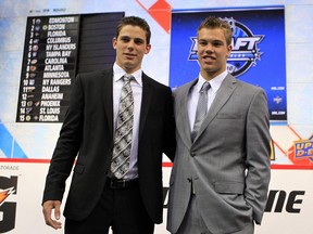 Tyler Seguin, left, and Kingston’s Taylor Hall pose together at the 2010 NHL Draft in Los Angeles. Hall was selected first overall by the Edmonton Oilers and Seguin second overall by the Boston Bruins. (Reuters file photo)