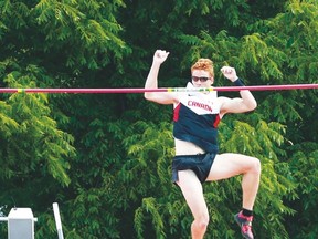 Canadian Shawnacy Barber wins the gold medal in pole vault at the Pan Am Games on Tuesday. (Michael Peake/Toronto Sun)