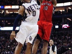 Guard DeMar DeRozan in the second half of the Raptors' NBA game against the Nets in London on March 4, 2011. (Reuters file photo)