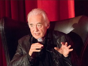 Led Zeppelin guitarist Jimmy Page speaks to fans at the Masonic Temple's fabled Red Room in Toronto on Wednesday, July 22, 2015. (Barry Roden photo)