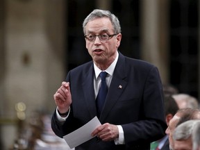 Canada's Finance Minister Joe Oliver speaks during Question Period in the House of Commons on Parliament Hill in Ottawa, Canada, June 17, 2015. REUTERS/Chris Wattie
