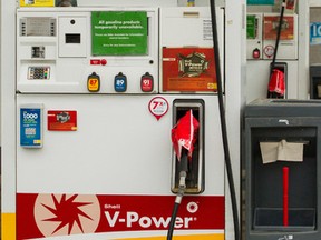 The Shell station at 104 Street and 59 Avenue was displaying out of gasoline products signs in Edmonton, Alta., on Wednesday July 22, 2015. Shell stations are facing a fuel shortage. Ian Kucerak/Edmonton Sun/Postmedia Network