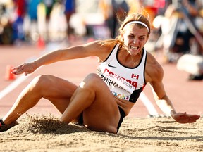 Caroline Ehrhardt of Espanola competes in the women's athletics triple jump final during the 2015 Pan Am Games at CIBC Pan Am Athletics Stadium.
