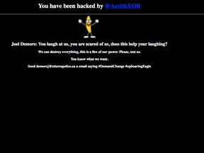 Ottawa police's website was hacked last November. Users found a black screen with a dancing yellow banana and a message directed to an Ottawa police officer.
Screengrab photo/OTTAWA SUN/QMI AGENCY