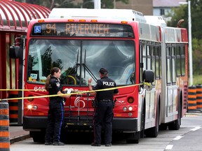 A man was stabbed on an OC Transpo bus near the Lincoln Fields transit station in Ottawa Thursday July 23, 2015. There was no life threatening injuries. Tony Caldwell/Ottawa Sun/Postmedia Network