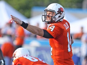 Travis Lulay starts tonight against the Argos, one of whom feels the Lions QB is not quite fully recovered from his shoulder injury. (Carmine Marinelli, Postmedia Network)