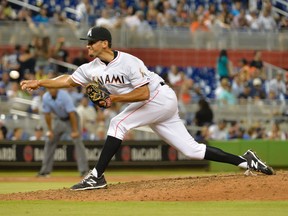 Relief pitcher Steve Cishek throws against the Yankees at Marlins Park on June 16, 2015. The Miami Marlins traded Cishek to the St. Louis Cardinals on Friday. (Steve Mitchell-USA TODAY Sports)