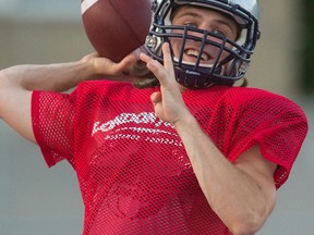 London Junior Mustangs quarterback Tristan Arndt sees positives even in the team?s losses this year. (MIKE HENSEN, The London Free Press)