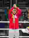 Canadian Arthur Biyarslanov celebrates winning gold over Yasnier Toledo of Cuba during Men�s Boxing Light Welter (64kg) Finals during Pan Am Games at Oshawa Sports Center in Oshawa, Ont. on Friday July 24, 2015. Ernest Doroszuk/Toronto Sun/Postmedia Network