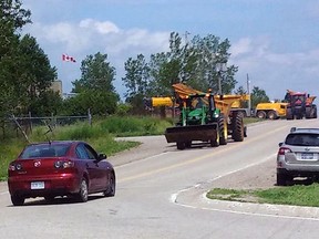 Area farmers regularly use the Glanworth overpass for their slow-moving equipment. Farmers have said removing the overpass will force them to take their heavy machinery on busier roadways. (Contributed photo)