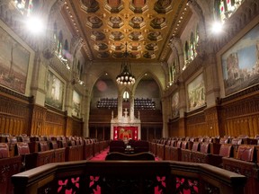 The Senate chamber sits empty on September 12, 2014 in Ottawa. THE CANADIAN PRESS/Adrian Wyld